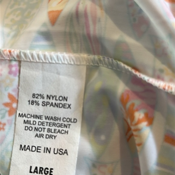 NWT Southwind Apparel Nylon & Spandex White Multi Color Wide Leg Palazzo Pants - Picture 8 of 8